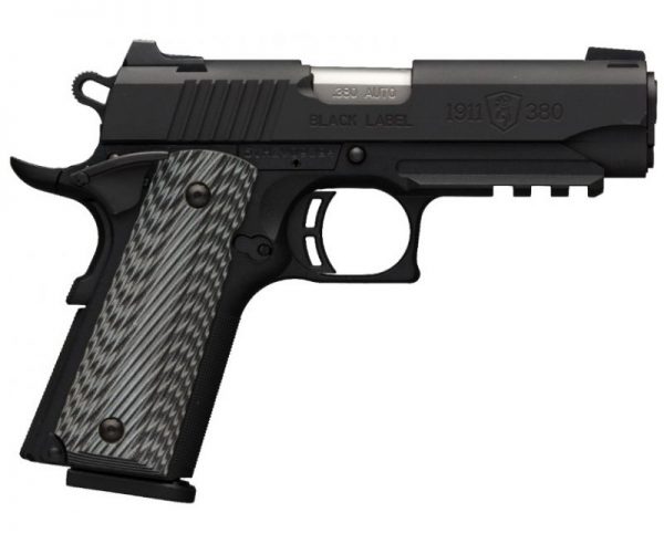 Browning 1911-380 Black Label Pro Compact Black .380ACP 3.625-inch 8rd Night Sights with Rail