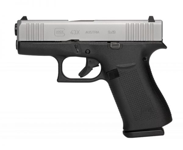 Glock G43X Sub-Compact 9mm 3.4" Barrel 10 RDs Fixed Sights Silver