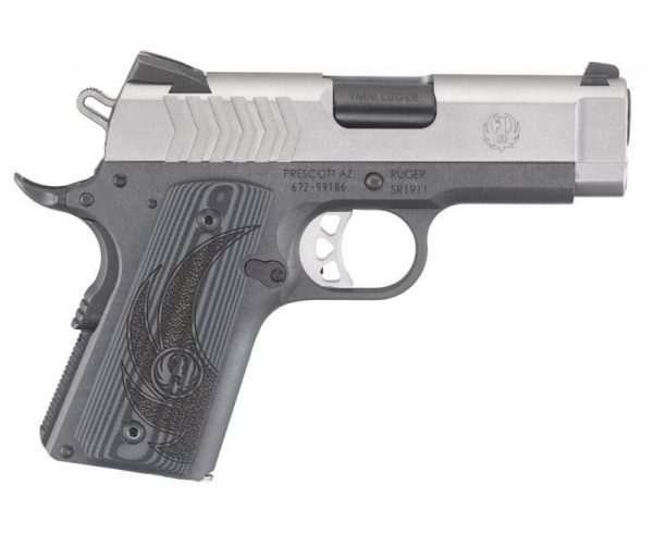 Ruger SR1911 Lightweight Officer Stainless 9mm 3.6-inch 8Rds Novak 3-Dot Adj RS/Fixed FS sights