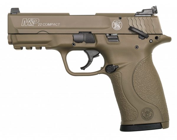 Smith and Wesson M&P22 Compact Flat Dark Earth .22 LR 3.6" Barrel 10 RDs Adjustable 3-Dot Sights