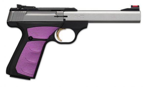 Browning Buck Mark Plus Stainless Fuchsia overmolded Ultragrip FX ambidextrous .22 LR 5.5-inch 10Rd