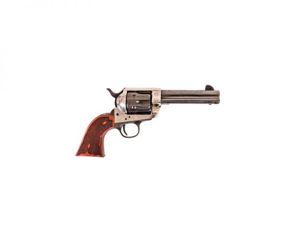 Cimarron Firearms Frontier Pre-War 1896-1940 Laser Engraved Revolver Silver .45 LC 4.75-inch 6Rds