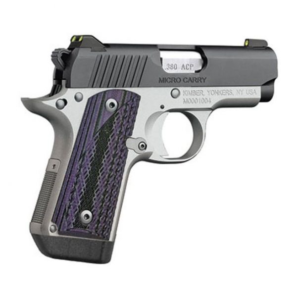 Kimber Micro Carry Advocate 380ACP 2.75-inch 7rd Night Sights Black / Stainless Purple Grips
