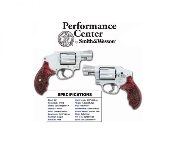 Smith and Wesson 642 Performance Center Matte Stainless / Wood .38 SPL 1.825-inch 5Rd