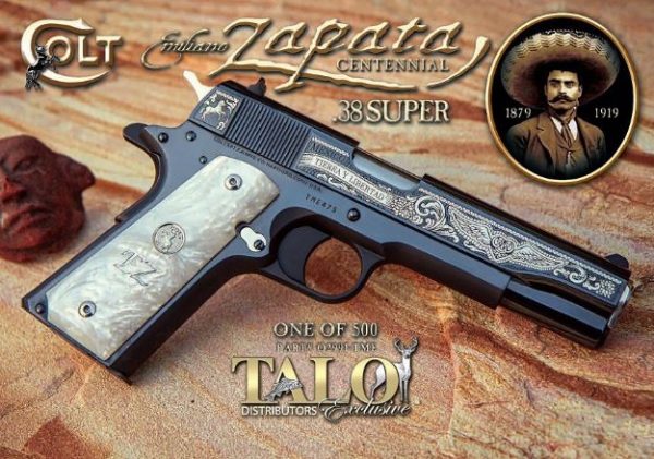 Colt Emiliano Zapata 1911 .38 Super Semi-Auto Pistol, Serial Number 17 of 500, Engraved Polished Royal Blue, TALO Edition – Colt O2991-TME